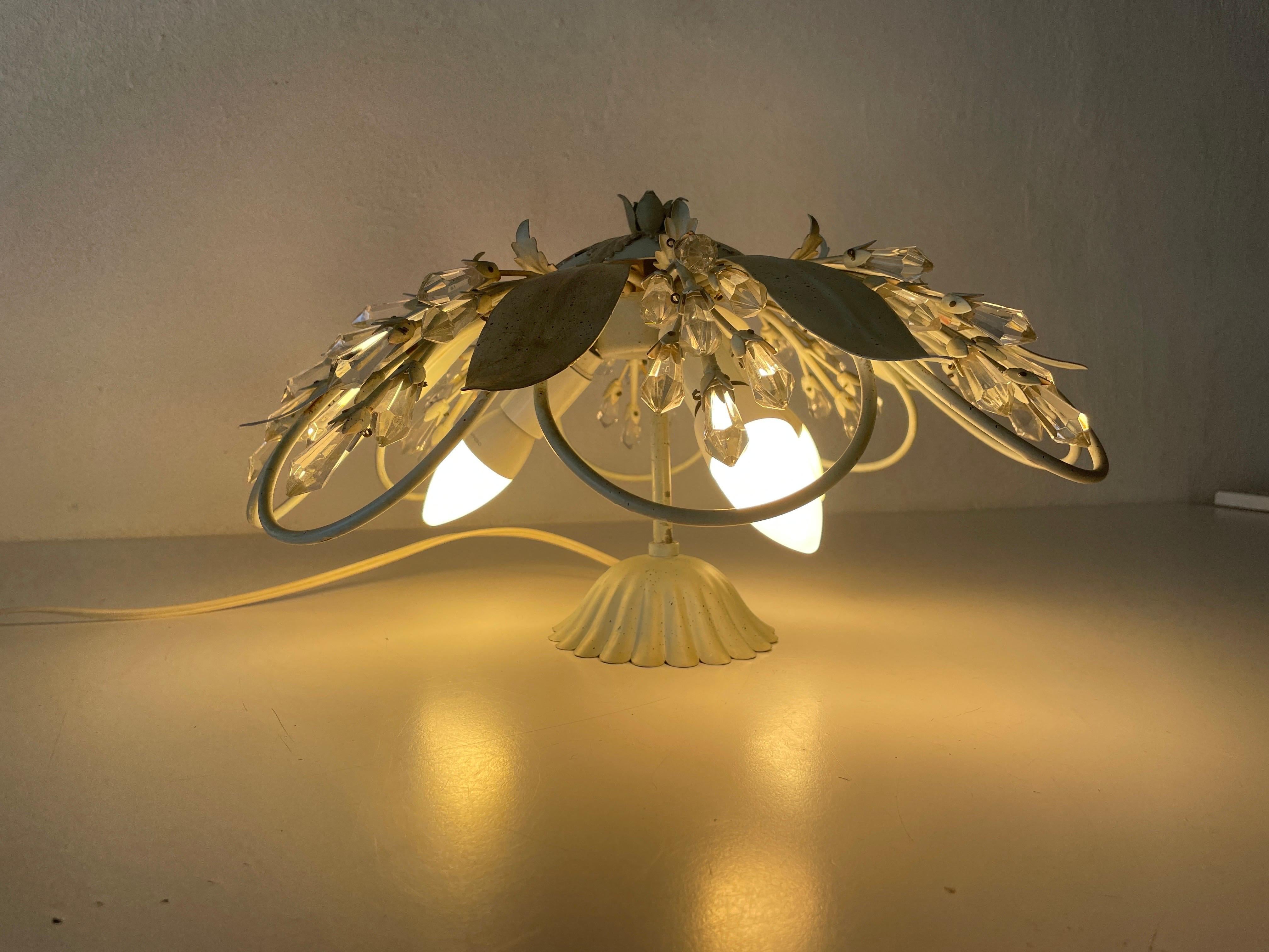 Flower Design Ceiling Lamp with Glass Ornaments, 1950s, Germany For Sale 10