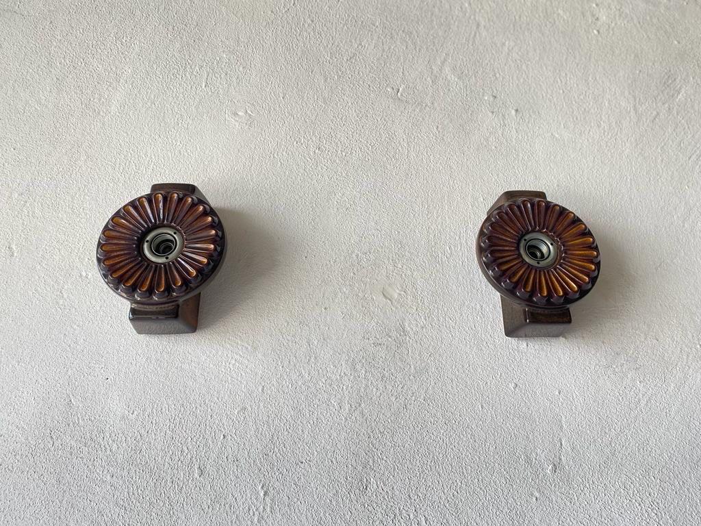 Flower Design Ceramic Pair of Wall Lamps, 1960s, Germany For Sale 5