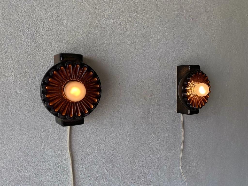 Flower Design Ceramic Pair of Wall Lamps, 1960s, Germany For Sale 7