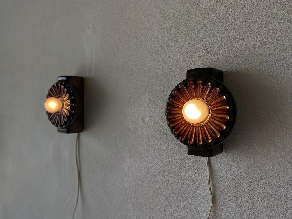 Flower Design Ceramic Pair of Wall Lamps, 1960s, Germany For Sale 2