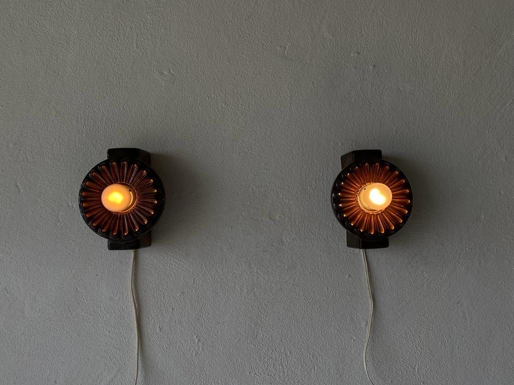 Flower Design Ceramic Pair of Wall Lamps, 1960s, Germany For Sale 3