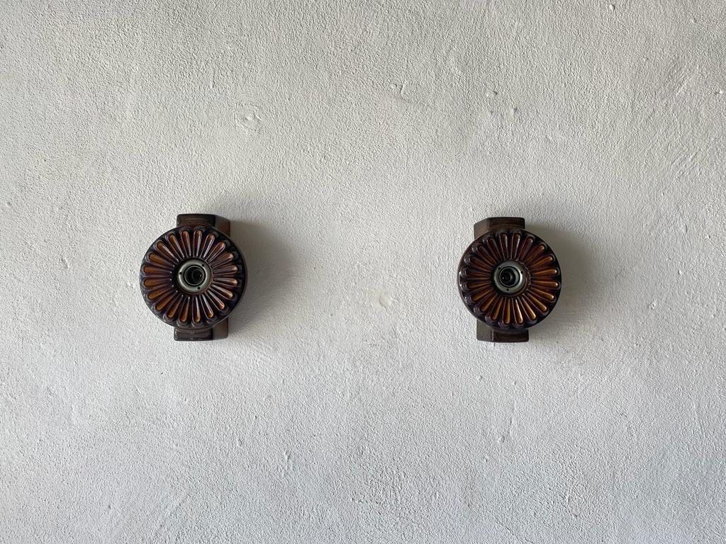 Flower Design Ceramic Pair of Wall Lamps, 1960s, Germany For Sale 4