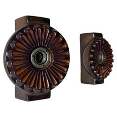 Flower Design Ceramic Pair of Wall Lamps, 1960s, Germany