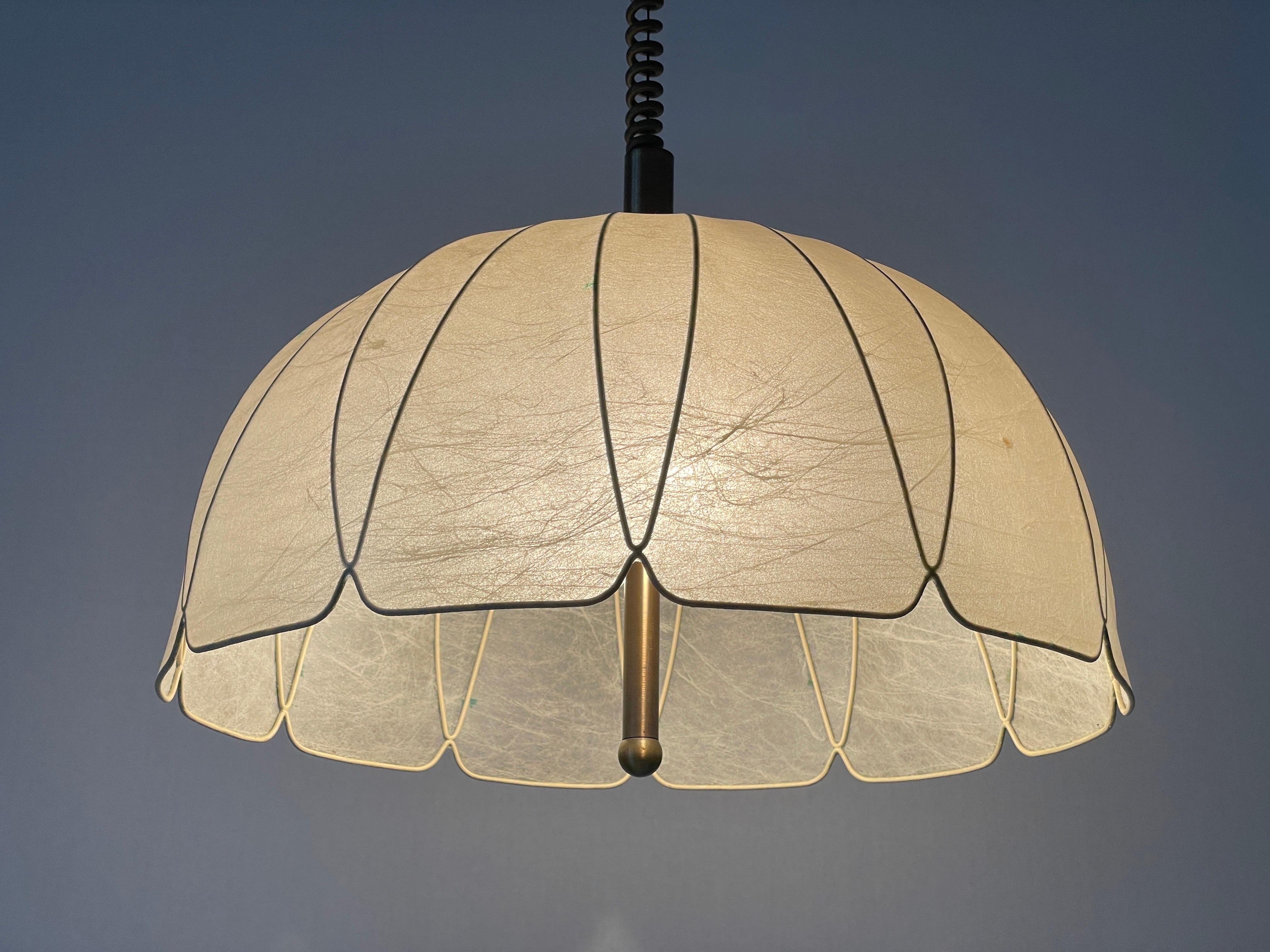 Flower Design Cocoon Adjustable Height Pendant Lamp by Goldkant, 1960s, Germany For Sale 4