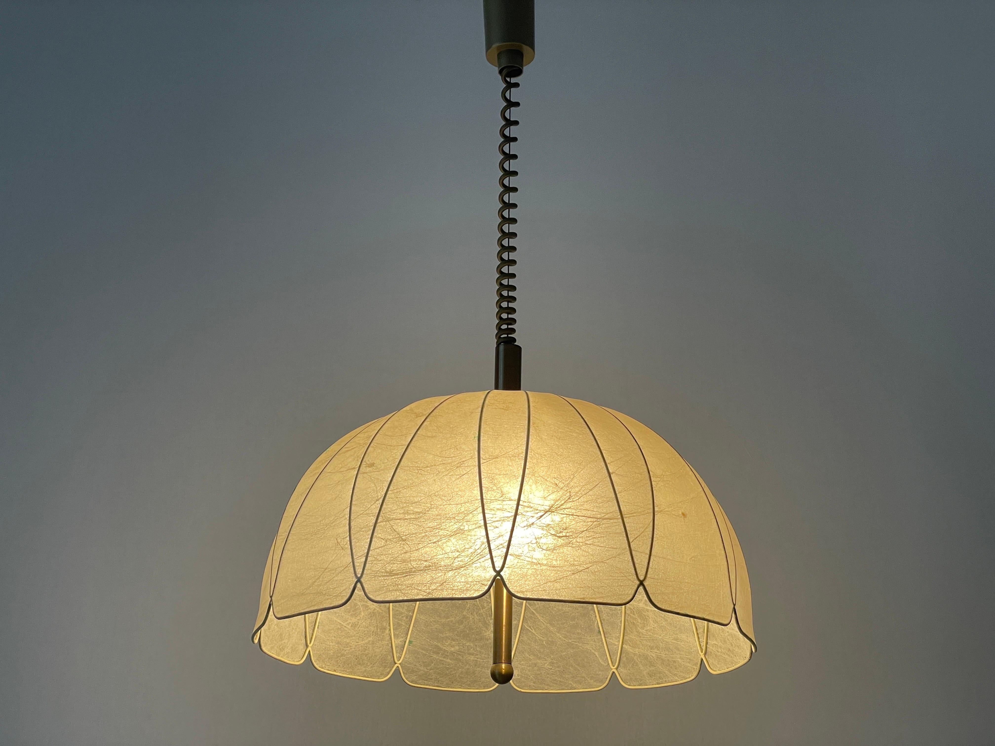 Flower Design Cocoon Adjustable Height Pendant Lamp by Goldkant, 1960s, Germany For Sale 5