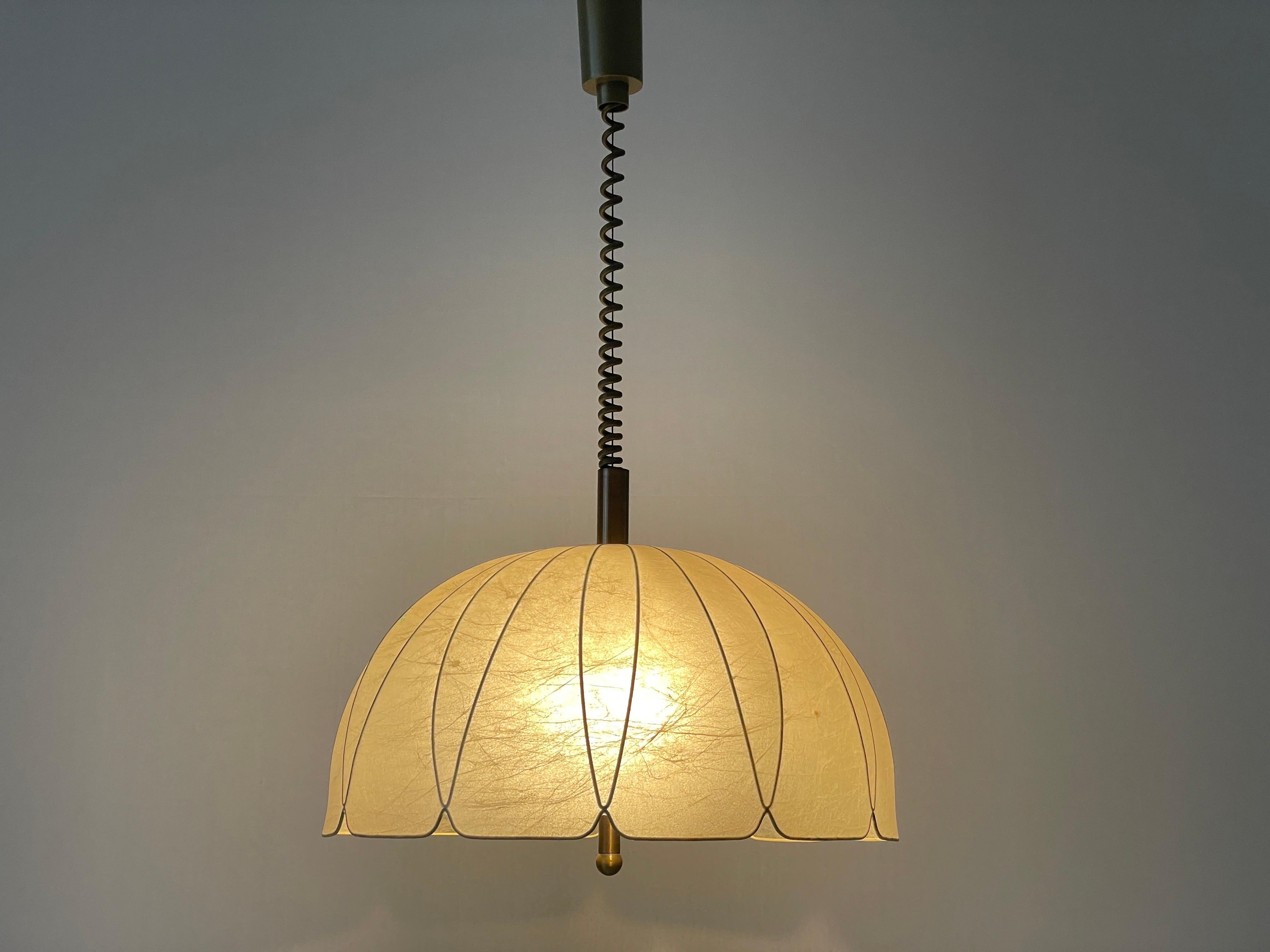Flower Design Cocoon Adjustable Height Pendant Lamp by Goldkant, 1960s, Germany For Sale 8