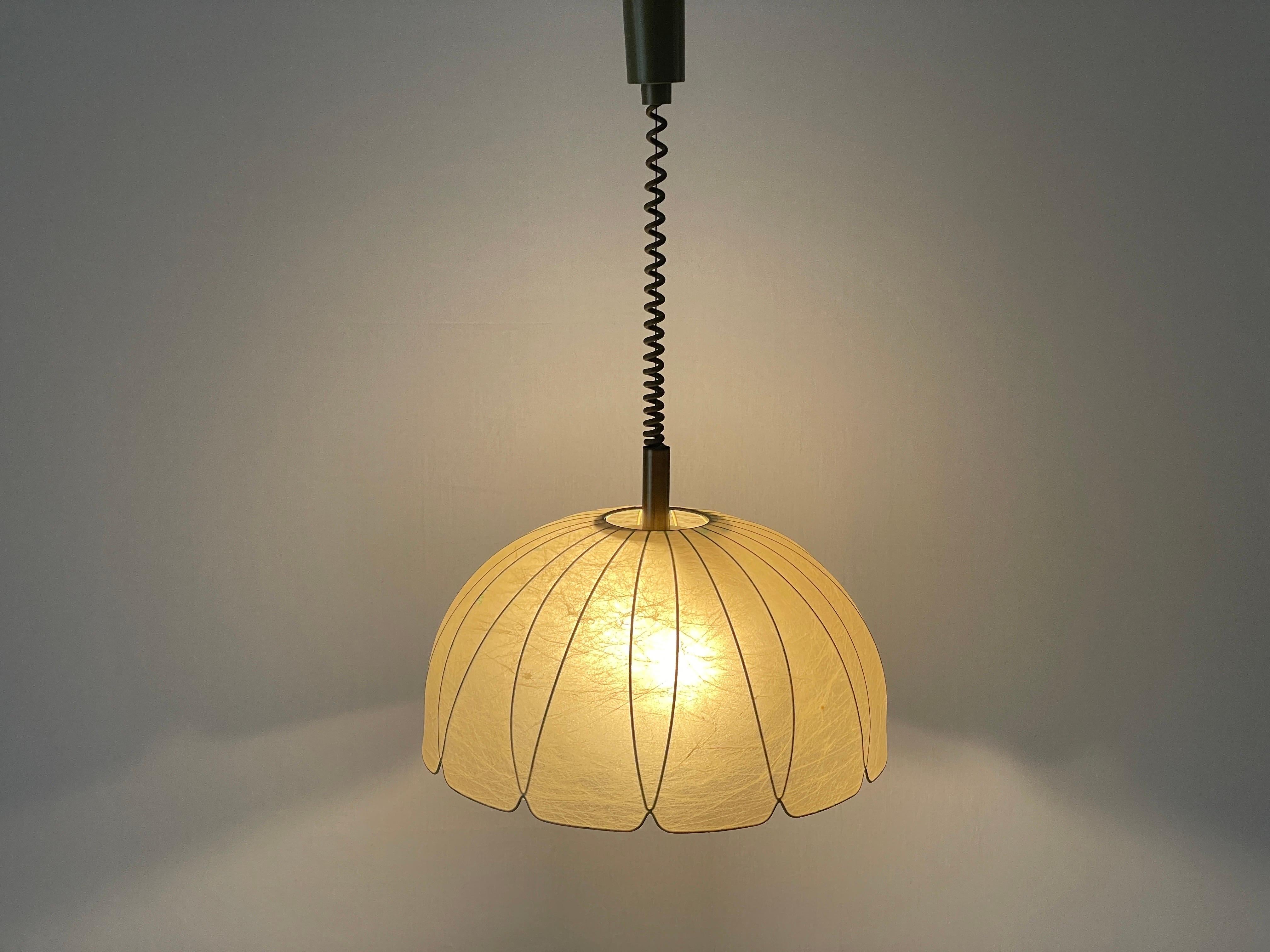 Flower Design Cocoon Adjustable Height Pendant Lamp by Goldkant, 1960s, Germany For Sale 9