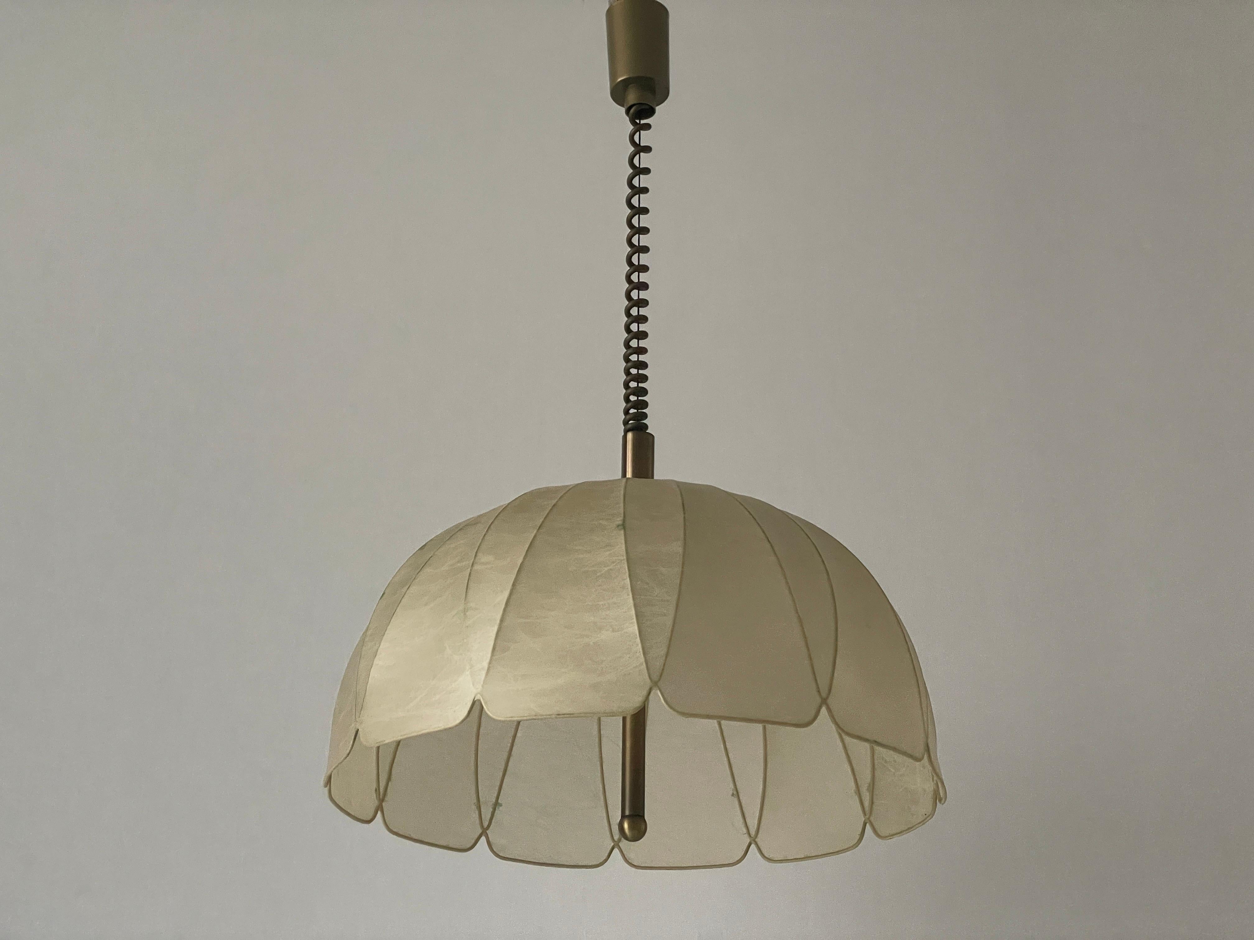Flower Design Cocoon Adjustable Height Pendant Lamp by Goldkant, 1960s, Germany In Excellent Condition For Sale In Hagenbach, DE
