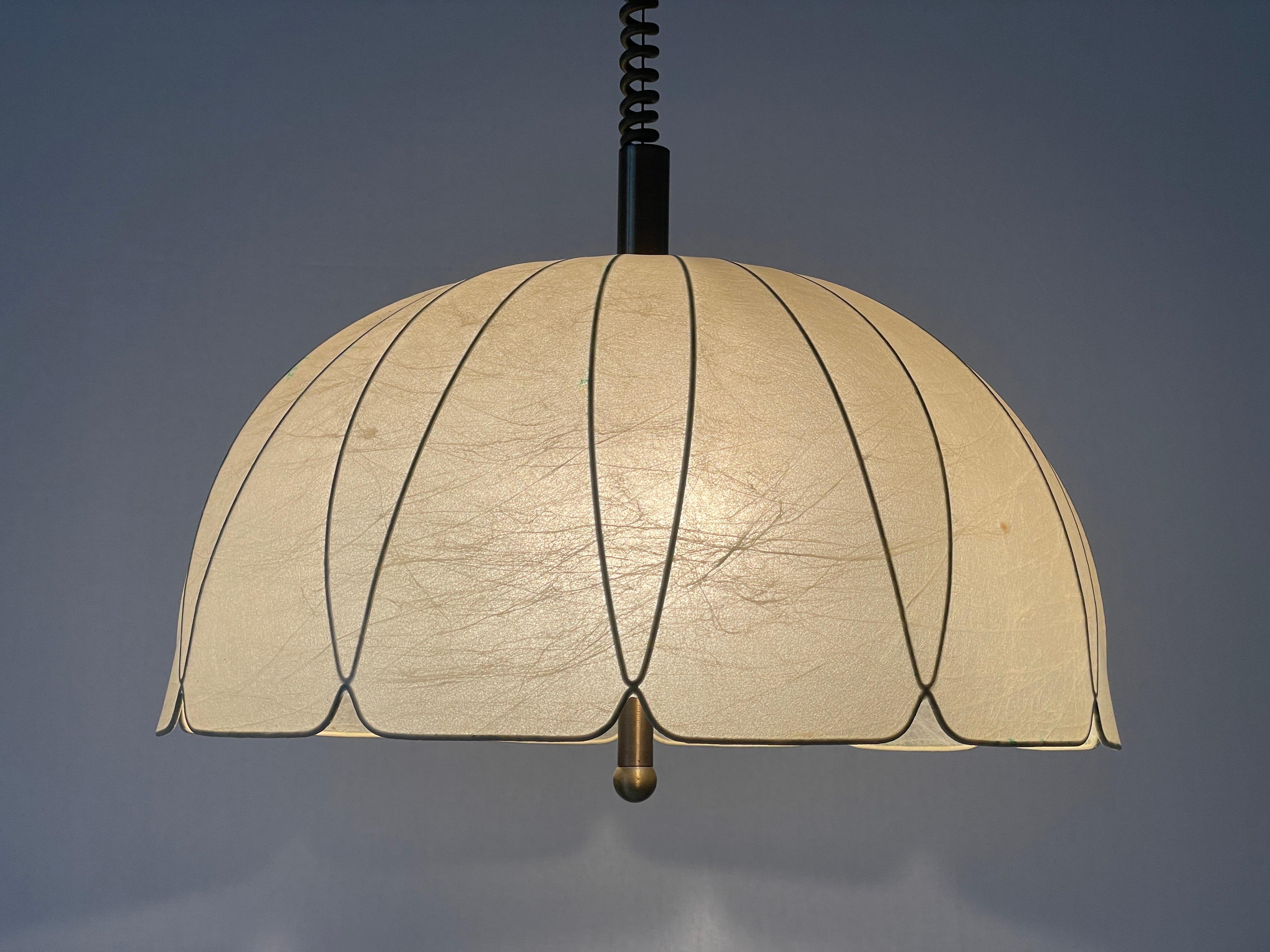 Flower Design Cocoon Adjustable Height Pendant Lamp by Goldkant, 1960s, Germany For Sale 3