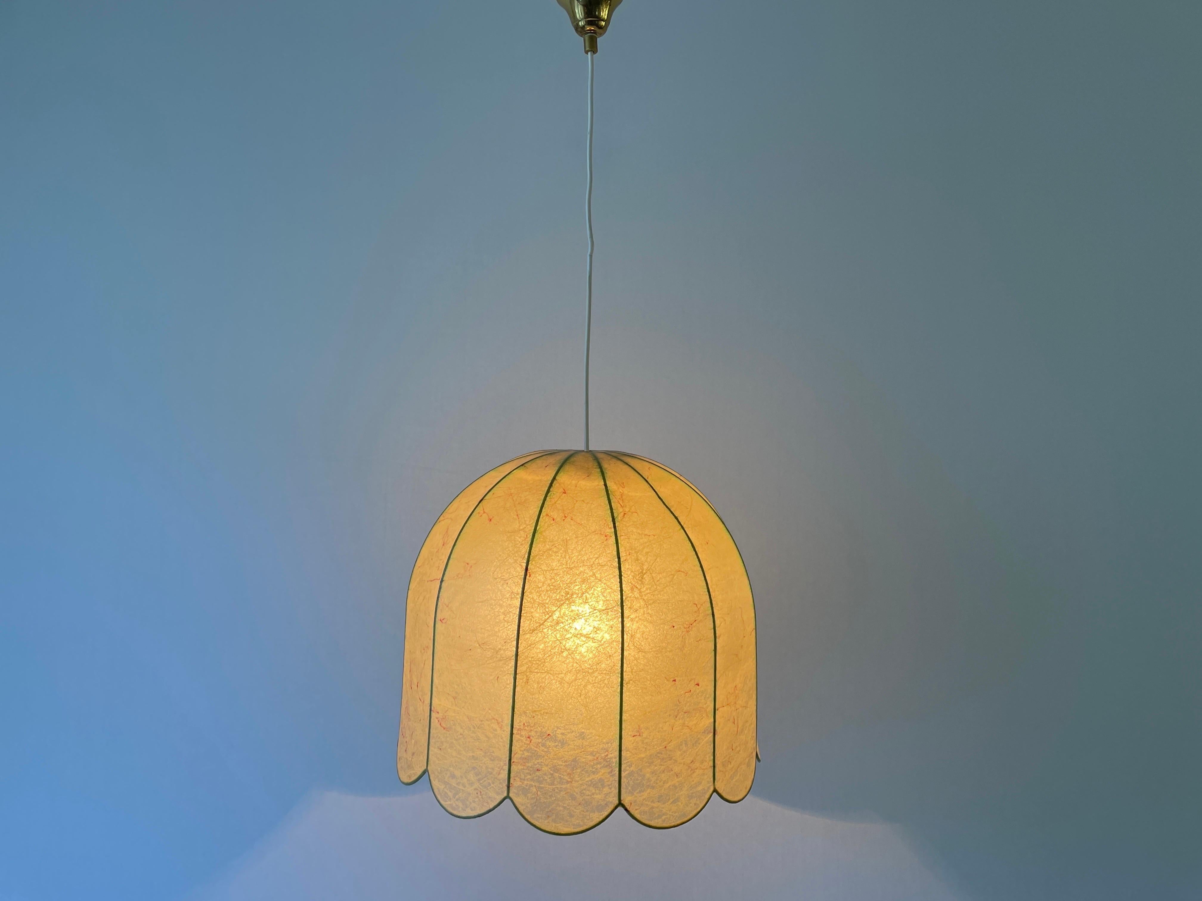 Flower Design Cocoon Pendant Lamp by Goldkant, 1960s, Germany 4