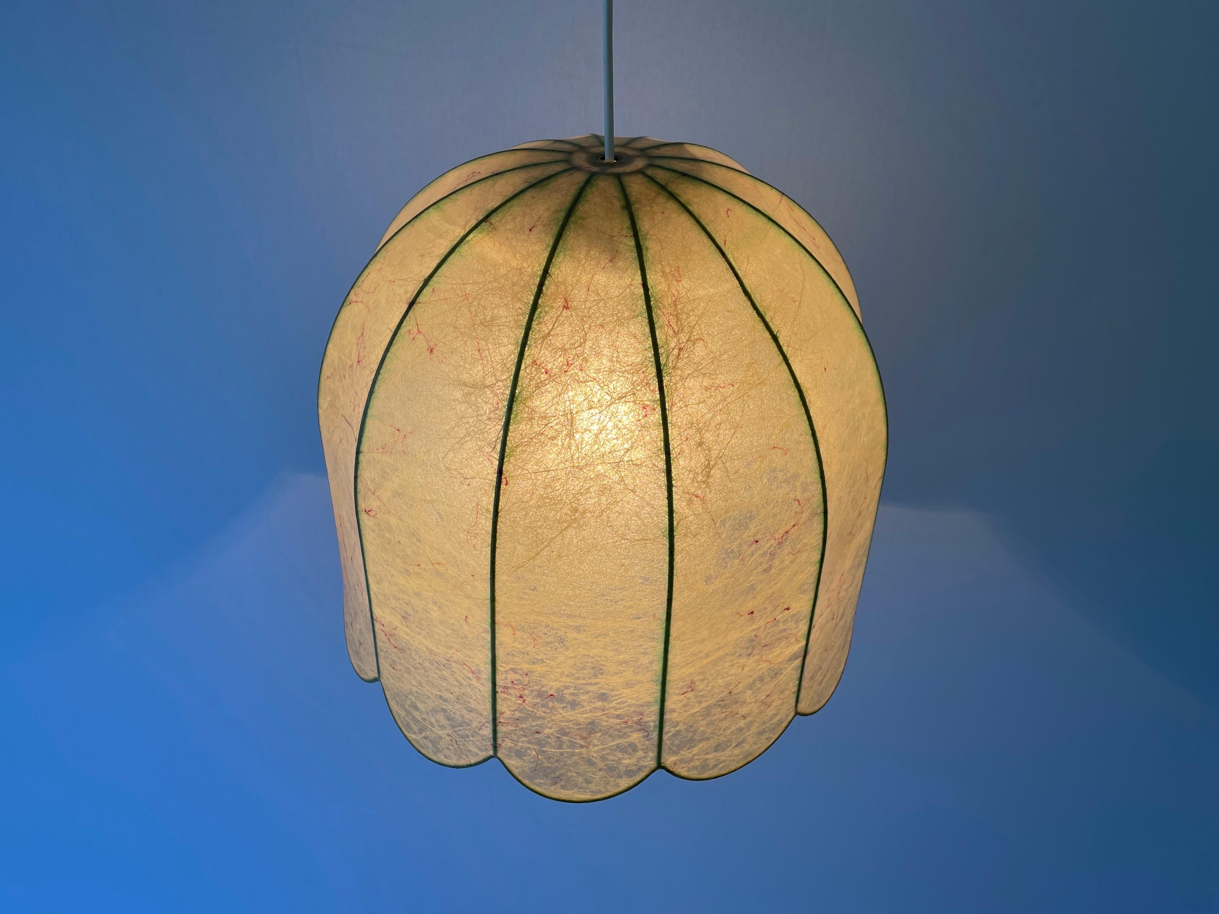 Flower Design Cocoon Pendant Lamp by Goldkant, 1960s, Germany 7