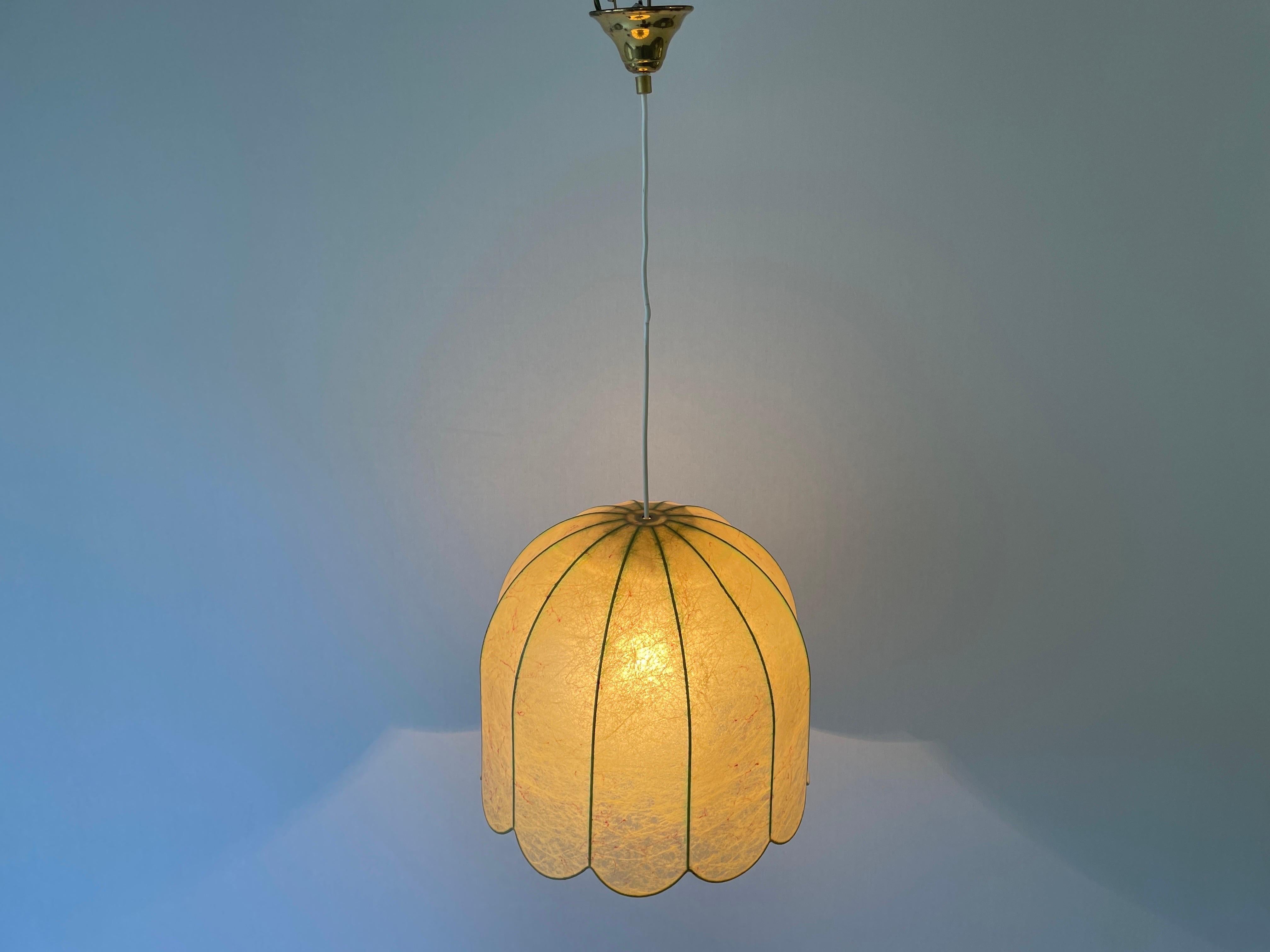 Flower Design Cocoon Pendant Lamp by Goldkant, 1960s, Germany 8