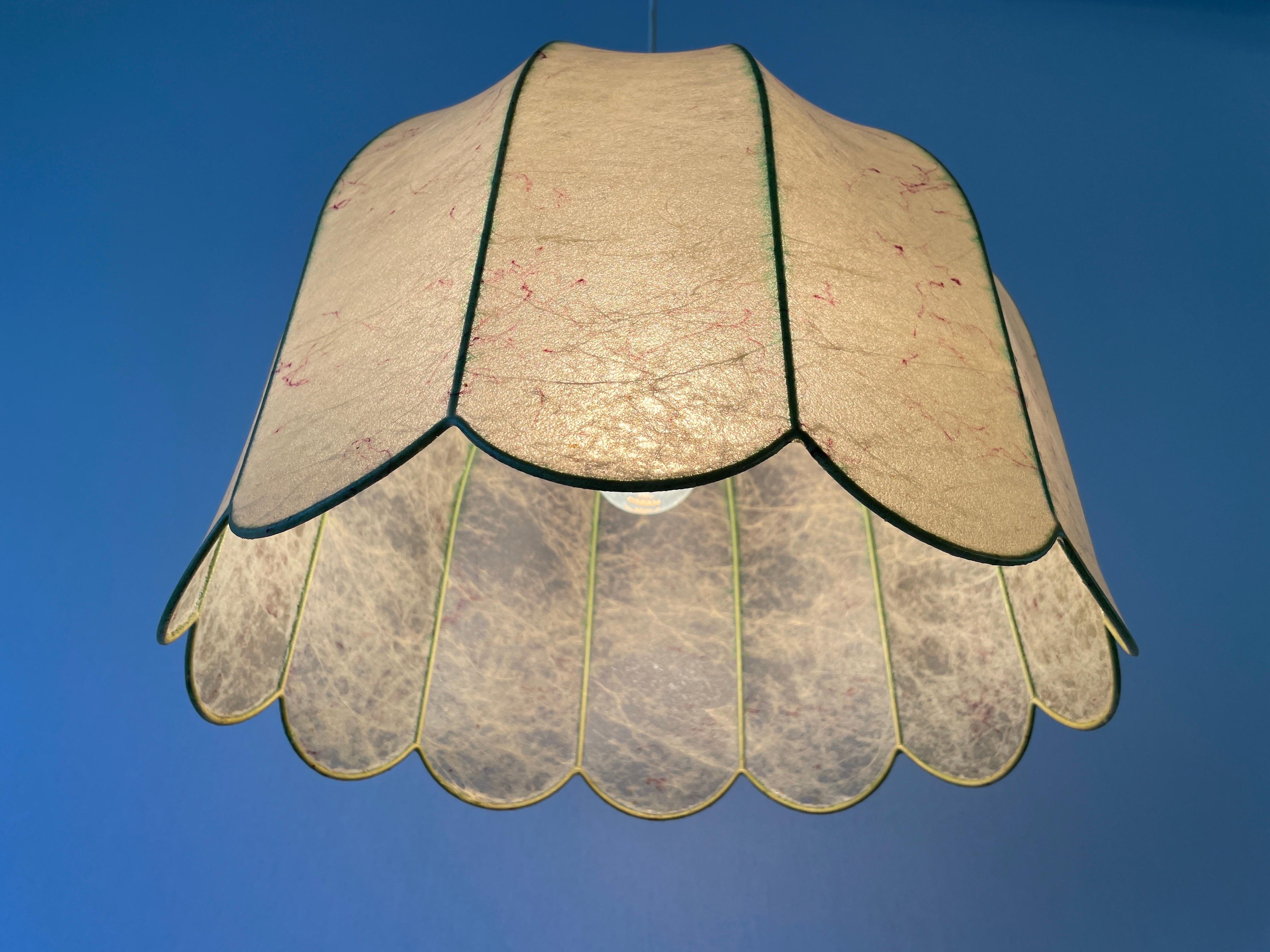 Flower Design Cocoon Pendant Lamp by Goldkant, 1960s, Germany 12