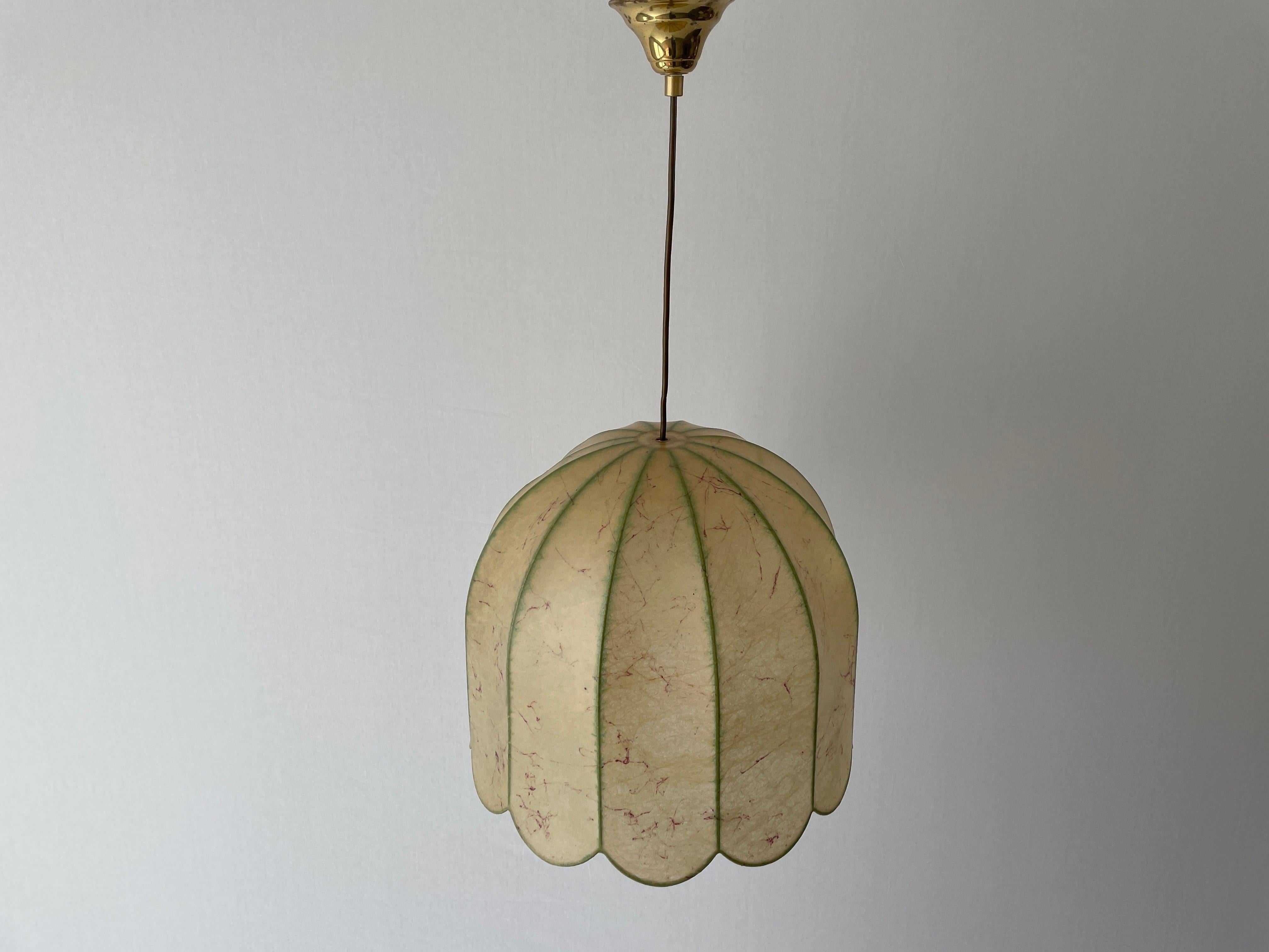 Flower Design Cocoon Pendant Lamp by Goldkant, 1960s, Germany In Excellent Condition In Hagenbach, DE