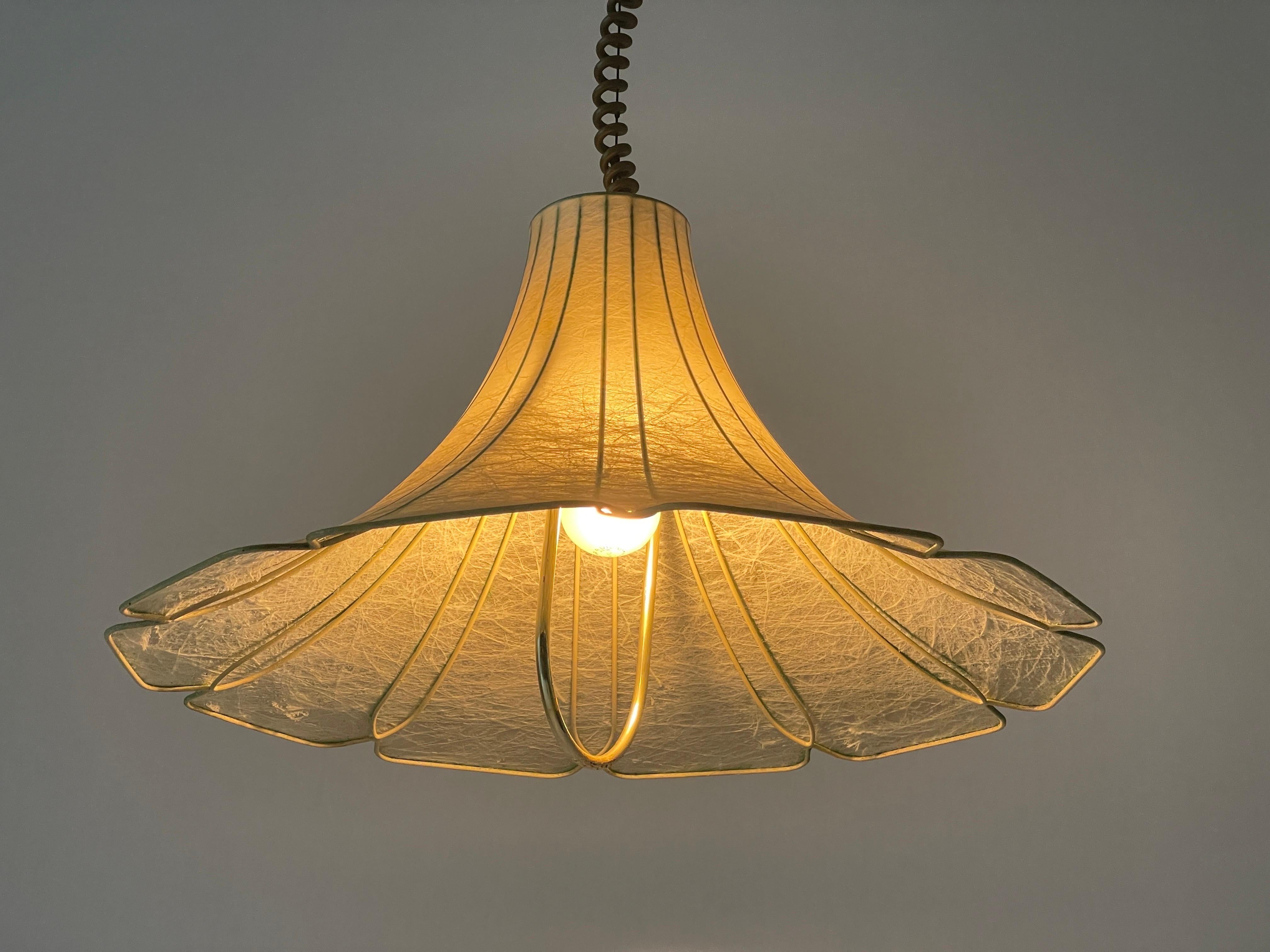Flower Design Cocoon Pendant Lamp by Goldkant, 1960s, Germany For Sale 2