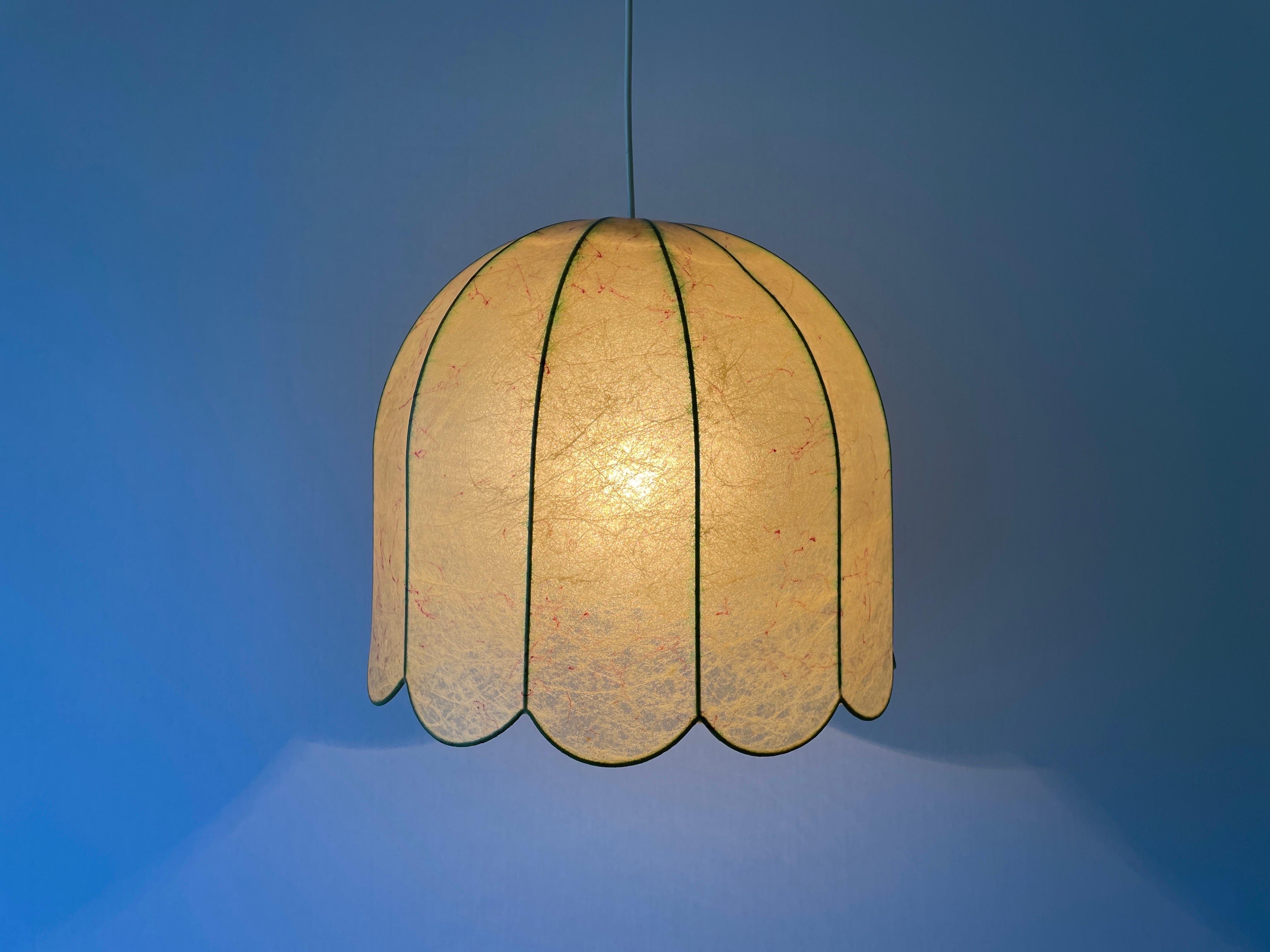 Flower Design Cocoon Pendant Lamp by Goldkant, 1960s, Germany 3