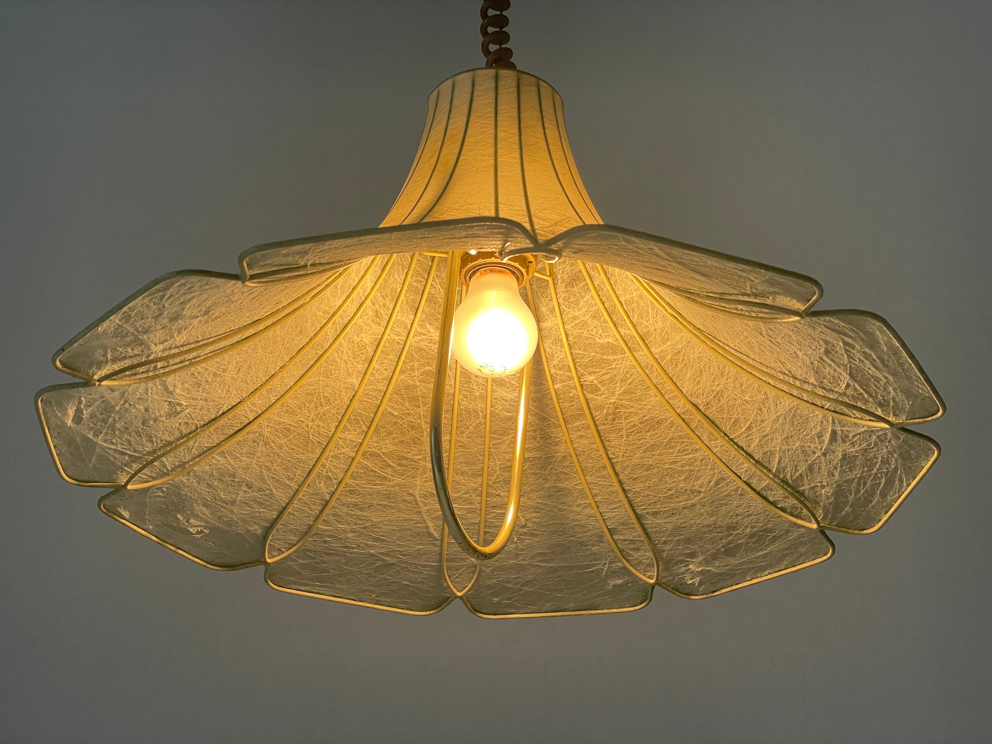 Flower Design Cocoon Pendant Lamp by Goldkant, 1960s, Germany For Sale 3