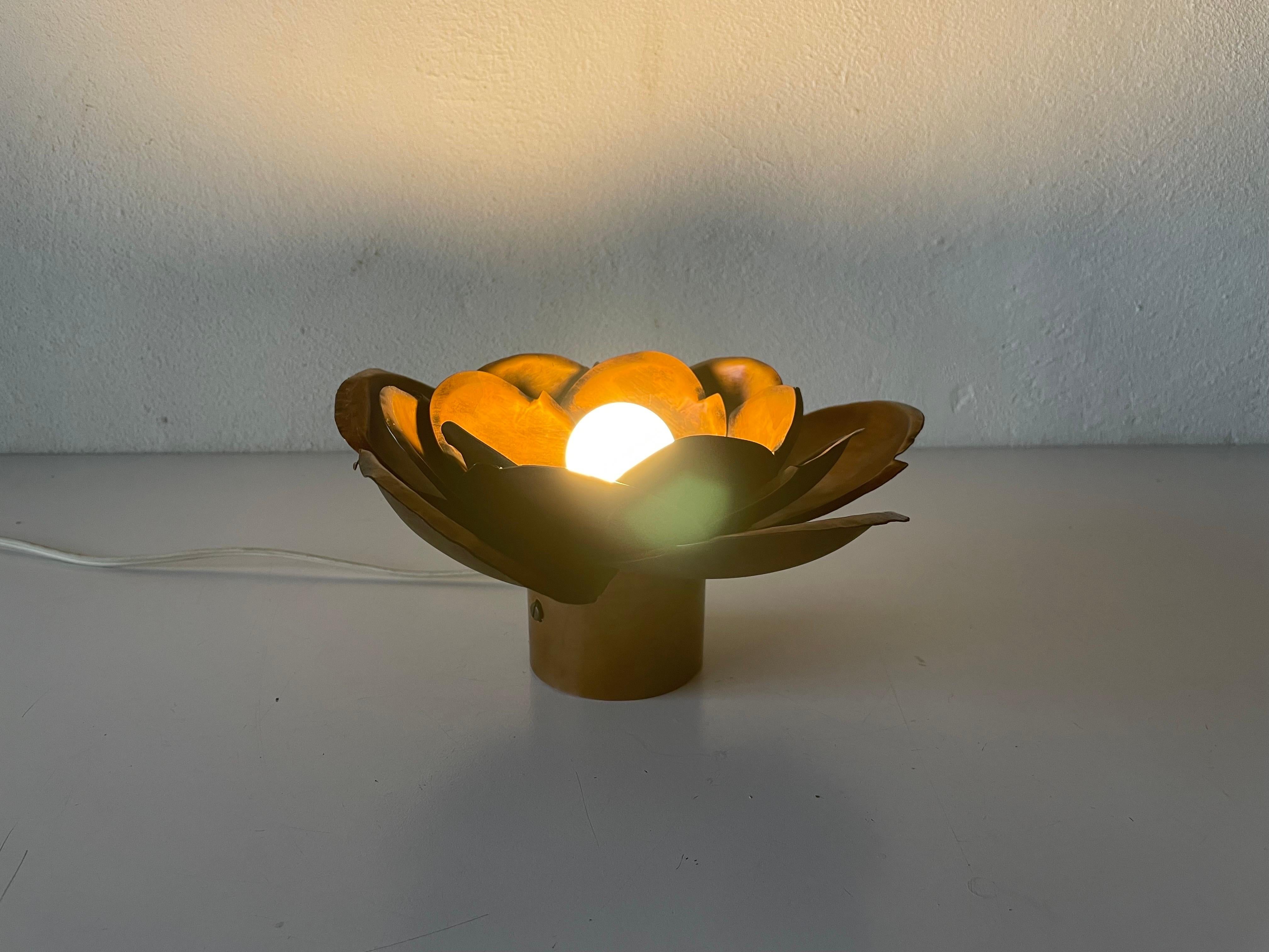 Flower Design Copper Flush Mount Ceiling Lamps, 1970s, Germany 6