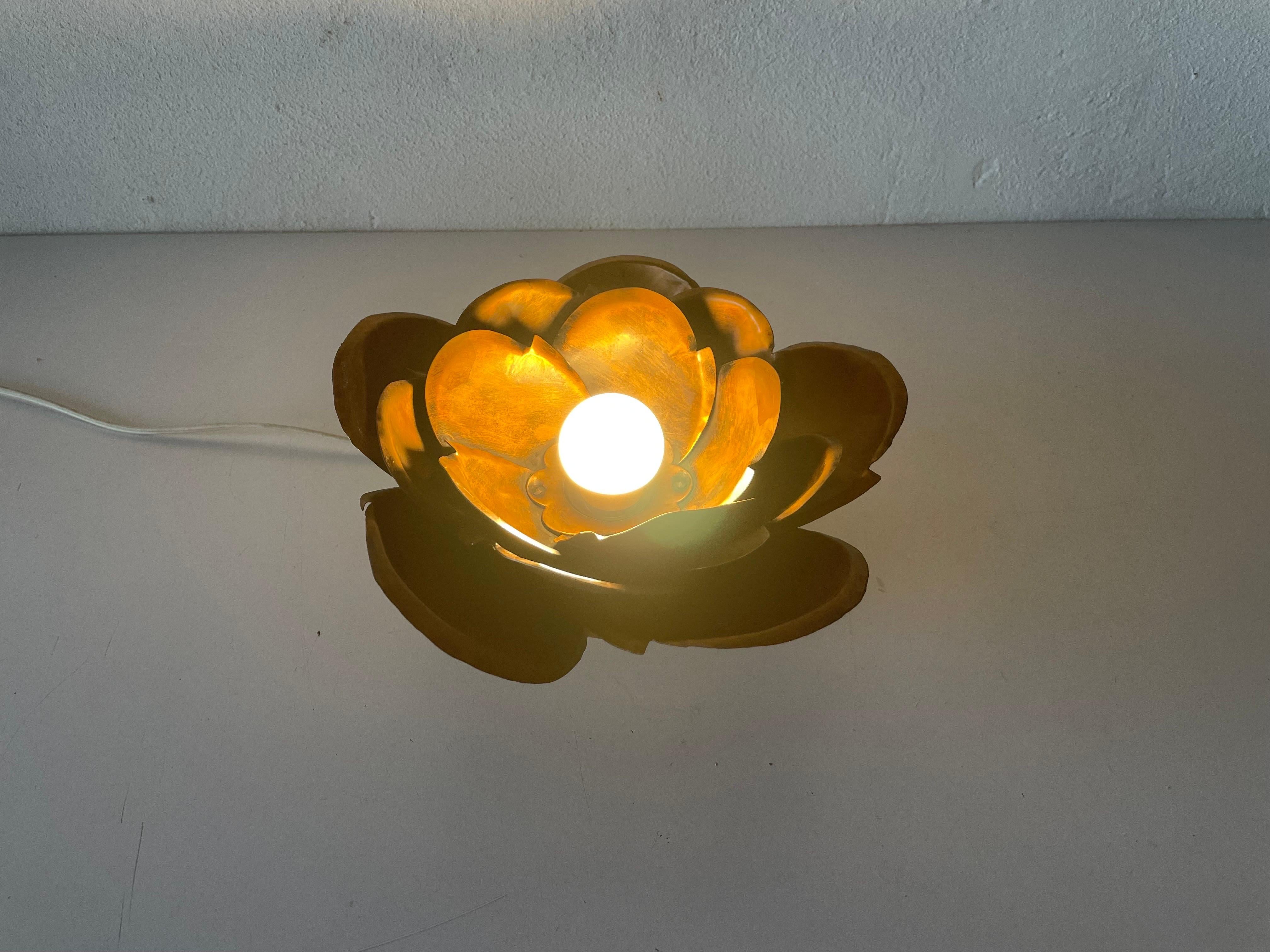 Flower Design Copper Flush Mount Ceiling Lamps, 1970s, Germany 8