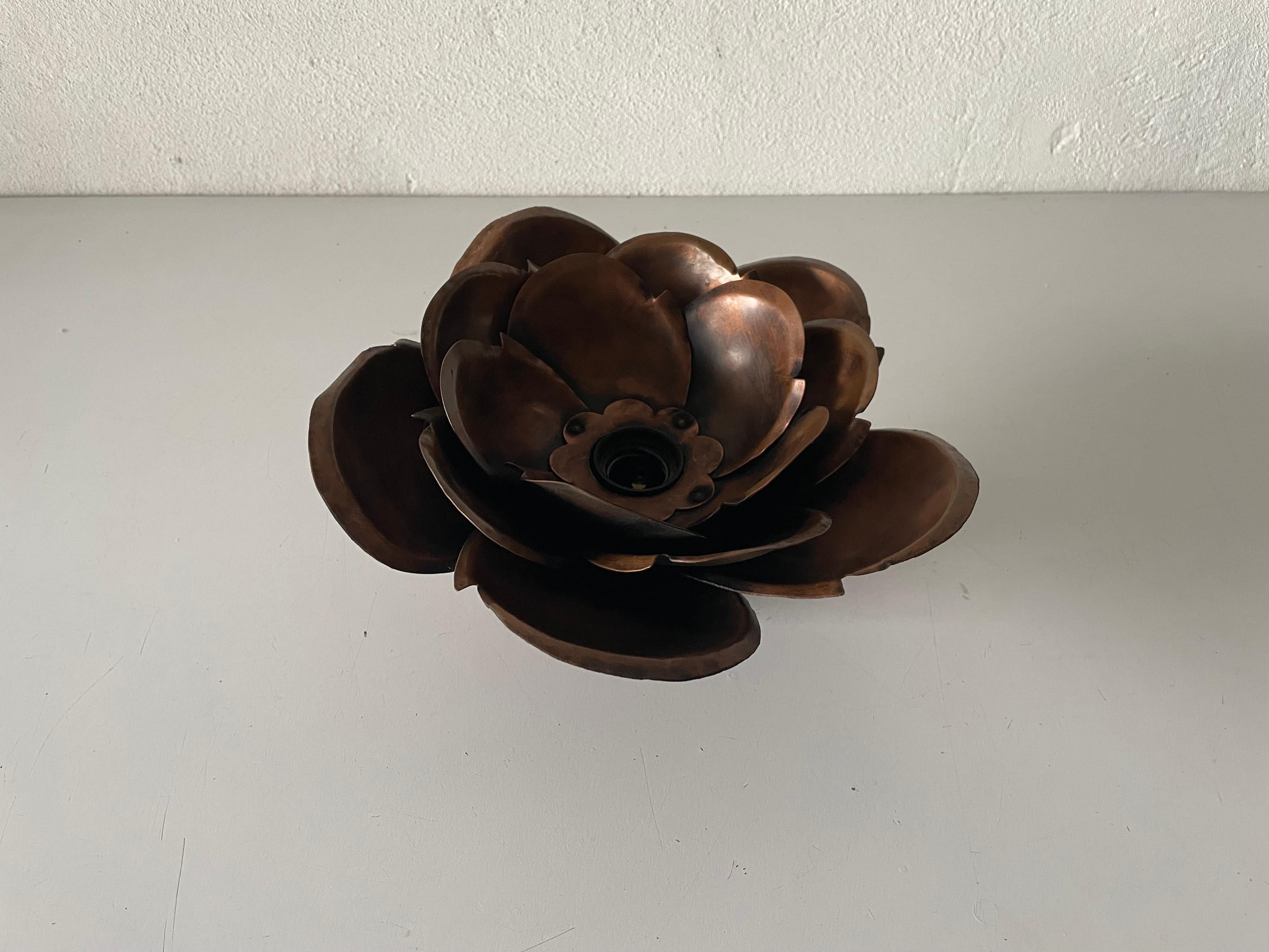 Late 20th Century Flower Design Copper Flush Mount Ceiling Lamps, 1970s, Germany