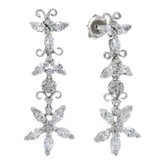 Flower design diamond 14k white gold earring