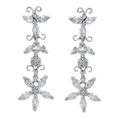 Flower design diamond 14k white gold earring