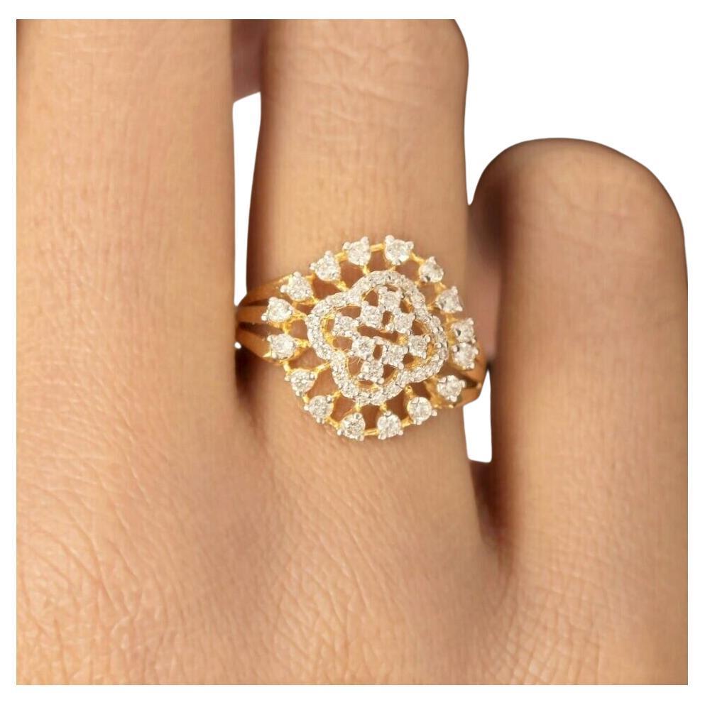 Blume Design Diamant Ring 14K Solid Gold Feiner Schmuck Hochzeit Geschenk für Frauen im Angebot