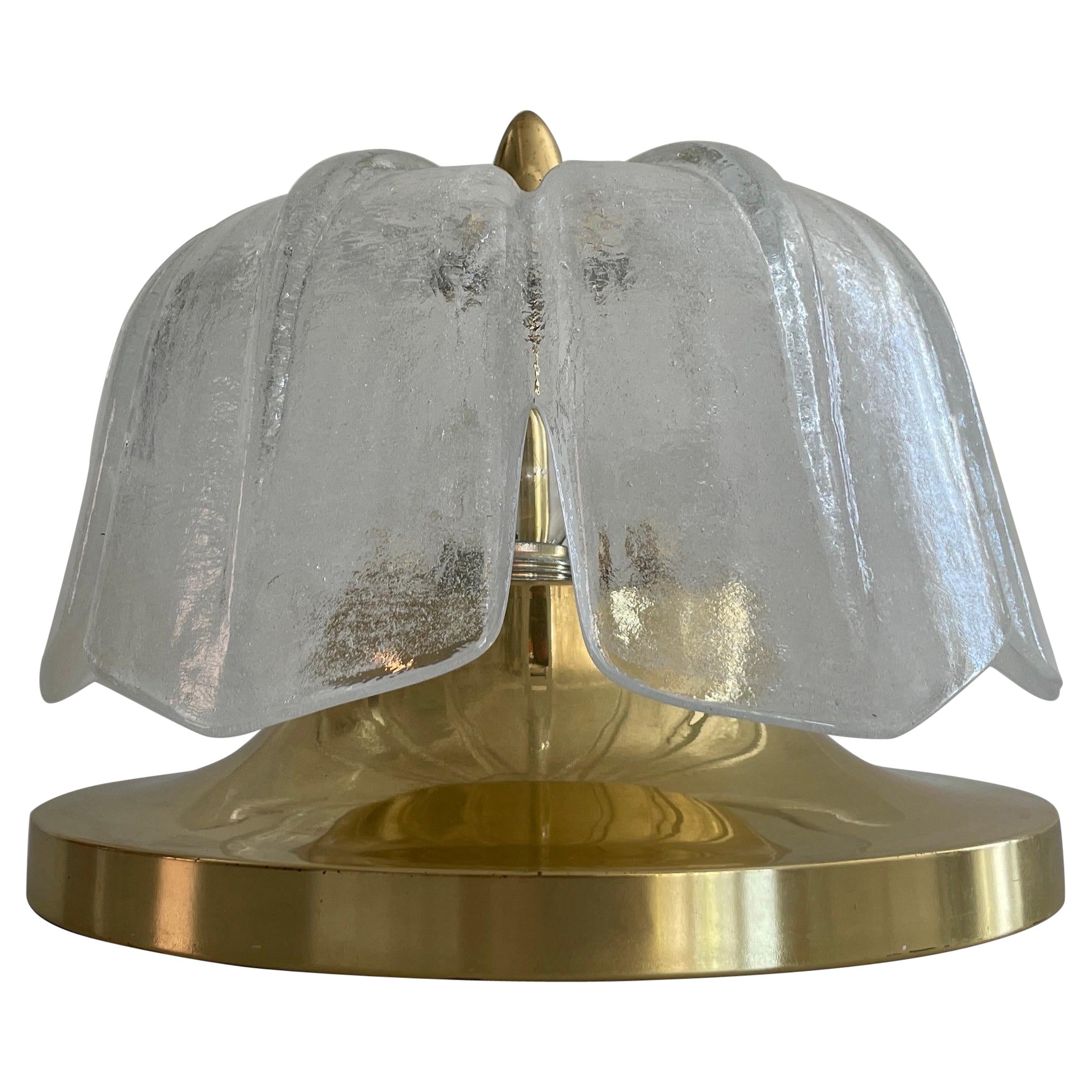 Flower Design Glass Brass Flush Mount Ceiling Lamp by Limburg, 1960s, Germany