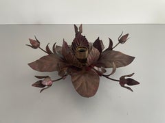 Flower Design Metal Flush Mount Light, 1960s, Italy