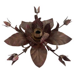 Flower Design Metal Flush Mount Light, 1960s, Italy