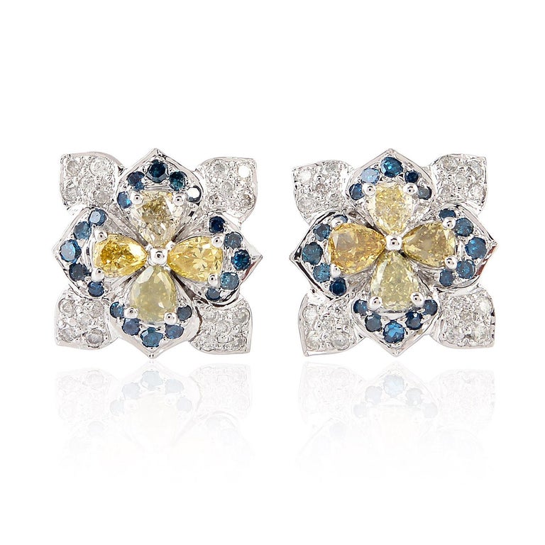 flower-design-multi-colored-diamond-stud-earrings-in-18k-white-gold-for
