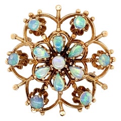 Flower Design Opal Pin