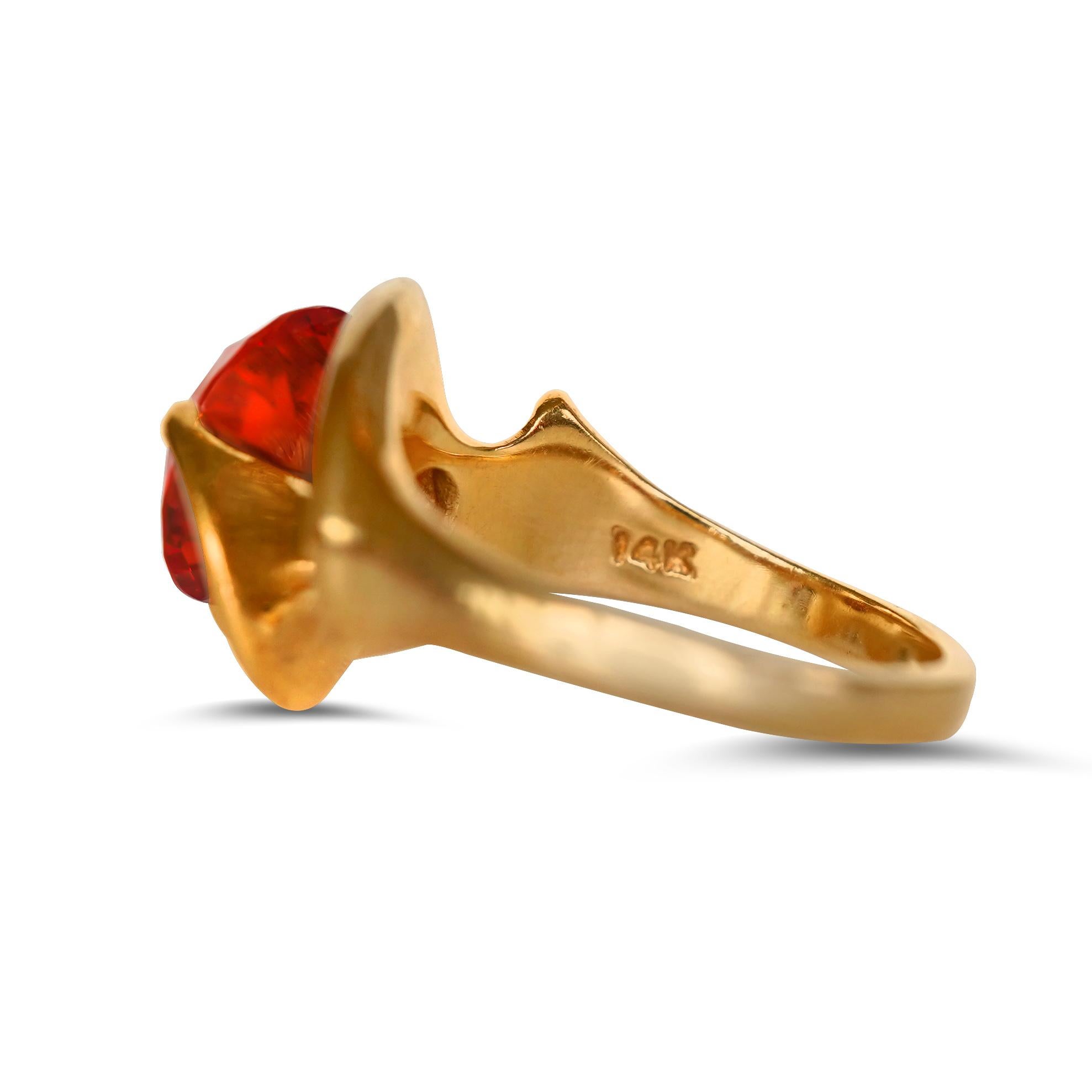 3,00 Karat Orange Quarz Topas 14K Gold Cocktail-Ring (Moderne) im Angebot