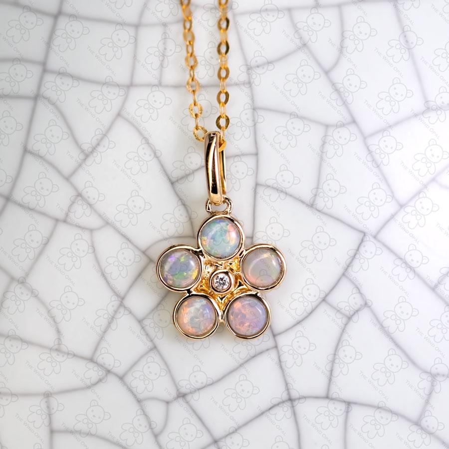 Flower Design Australian Solid Opal Diamond Pendant Necklace 14k Yellow Gold.


Free Domestic USPS First Class Shipping! Free Gift Bag or Box with every order!

Opal—the queen of gemstones, is one of the most beautiful gemstones in the world. Every