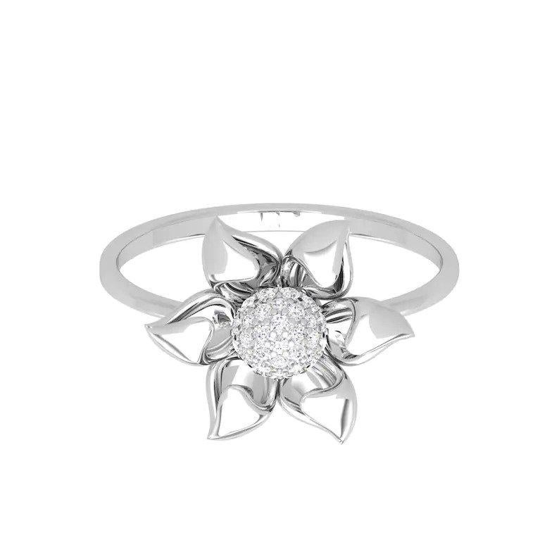 Mixed Cut Flower Diamond 14 Karat Gold Diamond Ring For Sale