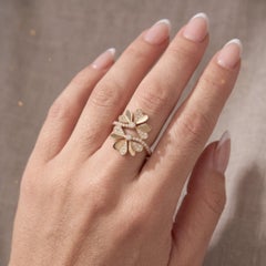 0.38ct Diamond Flower Embrace Wrap 14K Yellow Gold Ring