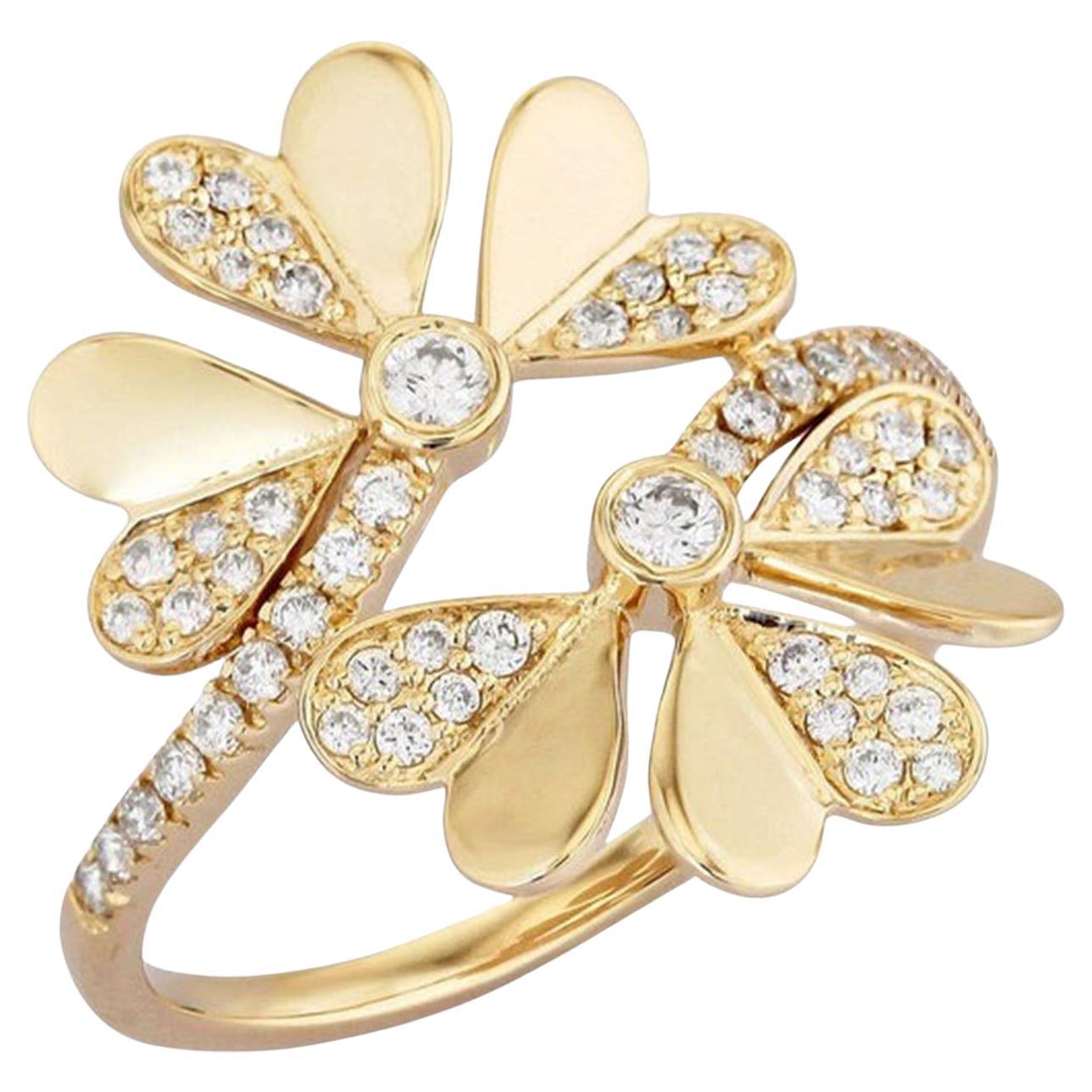 Flower Diamond 14K (oder 18k auf Anfrage) Gelbgold Embrace Wrap Ring