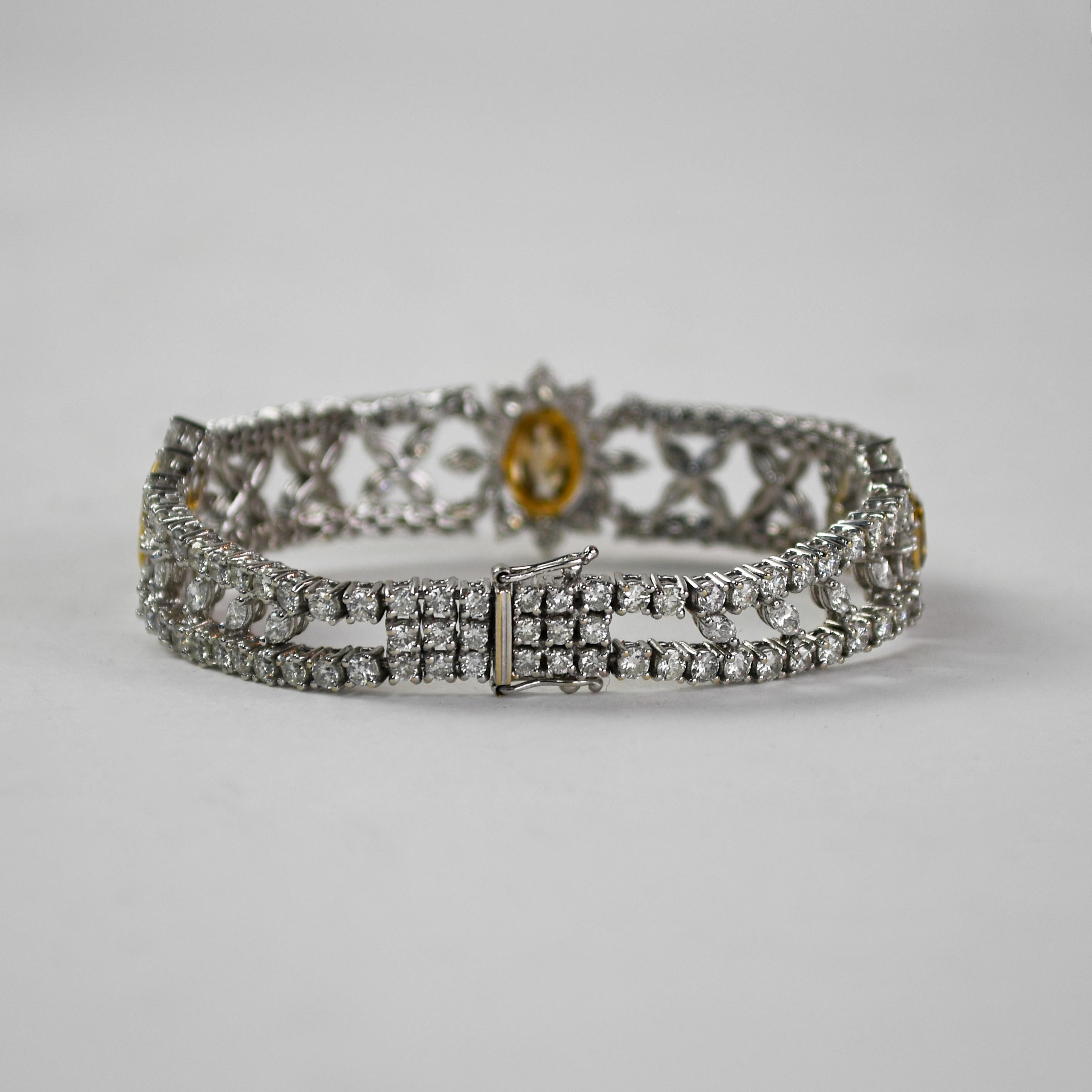 De las mujeres Pulsera de Diamantes Flor Oro Blanco 18 Kilates 13,18 Quilates Color G-I SI-VS en venta