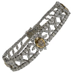 Blumenblumen-Diamantarmband 18 Karat Weißgold 13,18 Karat G-I Farbe SI-VS