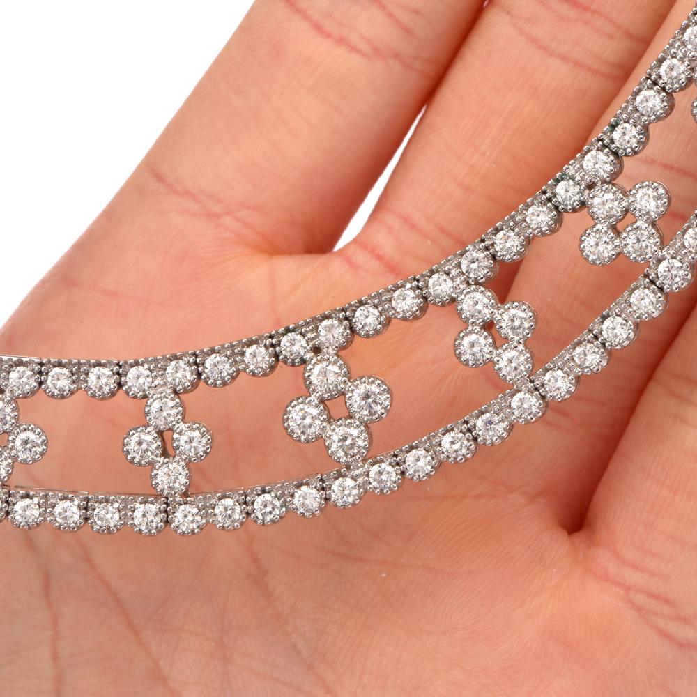 Flower Diamond Collar Choker 18 Karat Gold Necklace 2