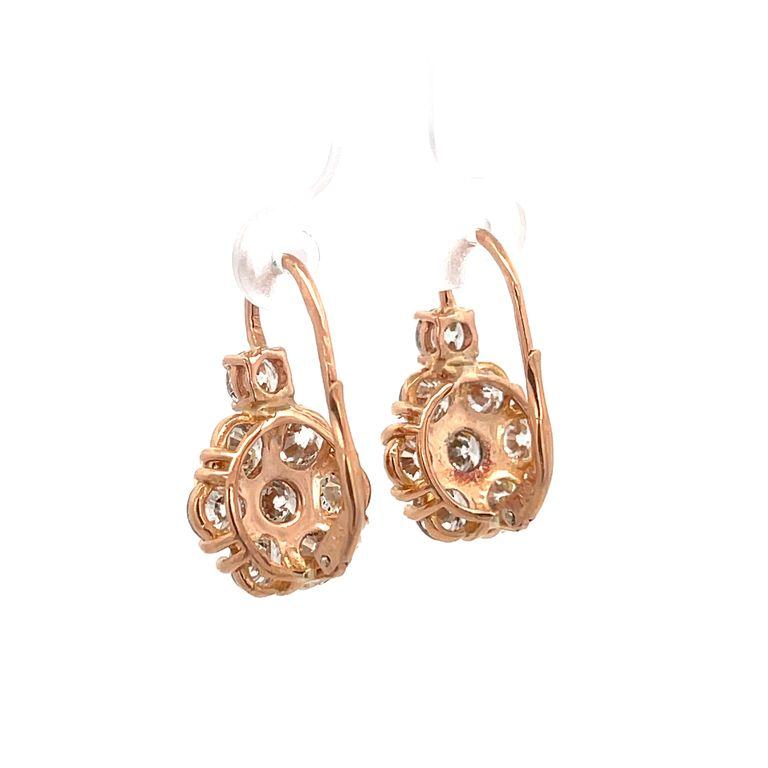 Women's Flower Diamond Earrings 7.95ct in Rose Gold 18K For Sale