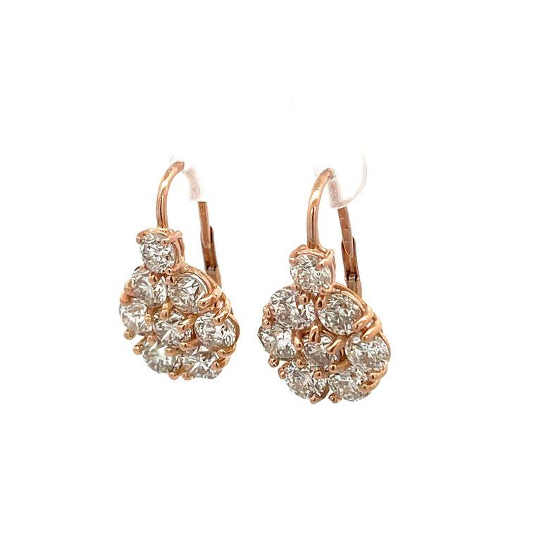 Flower Diamond Earrings 7.95ct in Rose Gold 18K For Sale 2