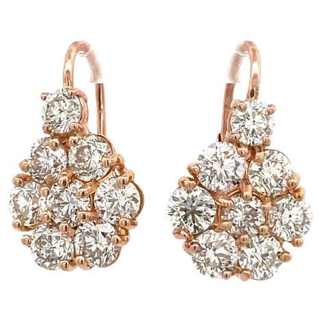 Flower Diamond Earrings 7.95ct in Rose Gold 18K For Sale