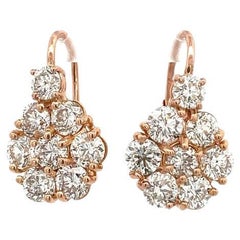 Vintage Flower Diamond Earrings 7.95ct in Rose Gold 18K