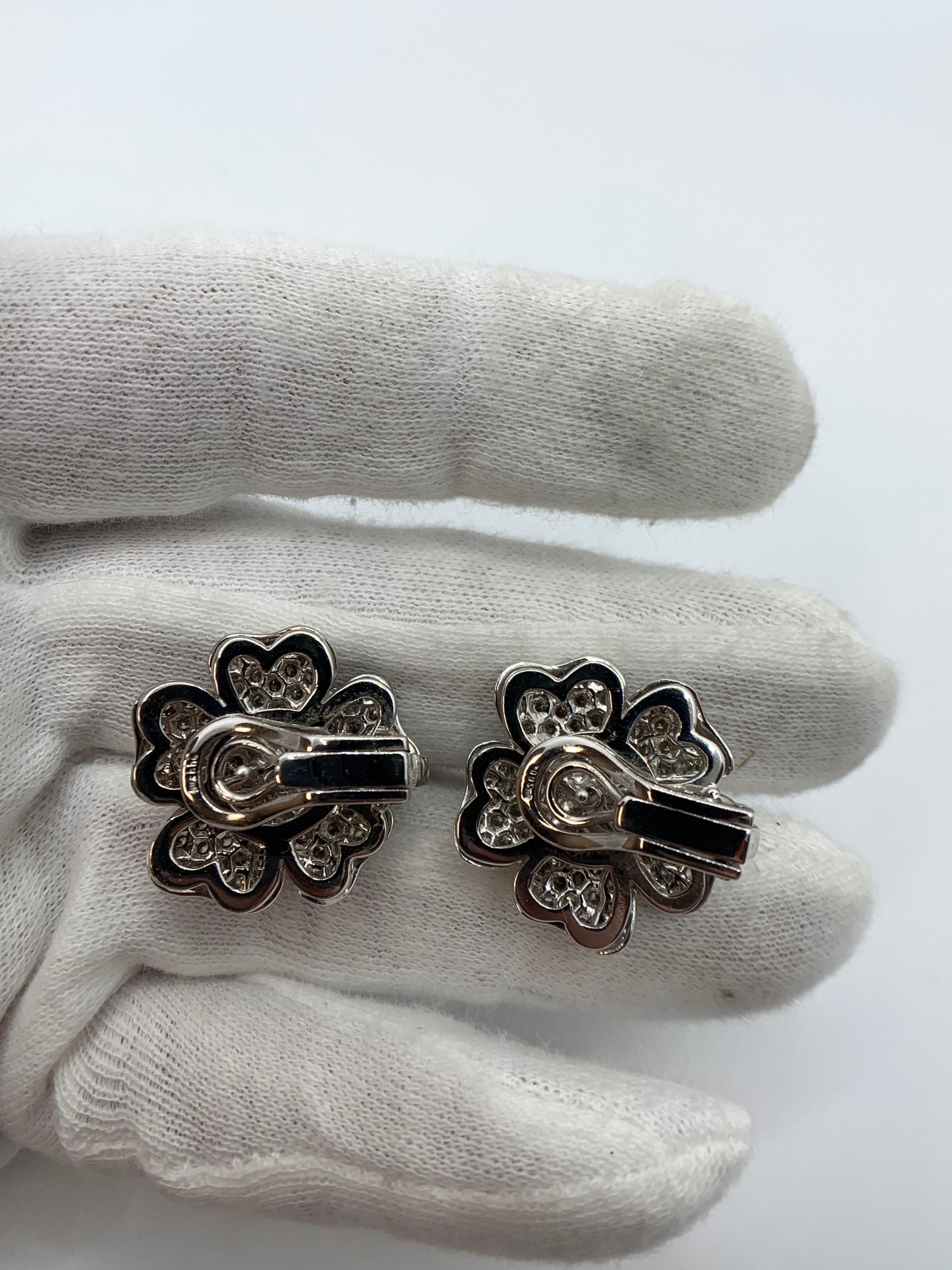 Round Cut Flower Diamond Earrings For Sale