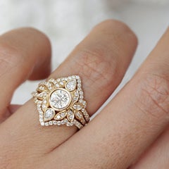 Bague de fiançailles fleur en diamant, bague Guard Lily n° 5