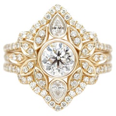 Flower Diamond Engagement Ring, Diamond Ring Guard Lily #5