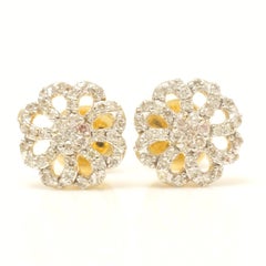 Orecchini con diamante a fiore per tutti i giorni in oro massiccio 14k (certificato)
