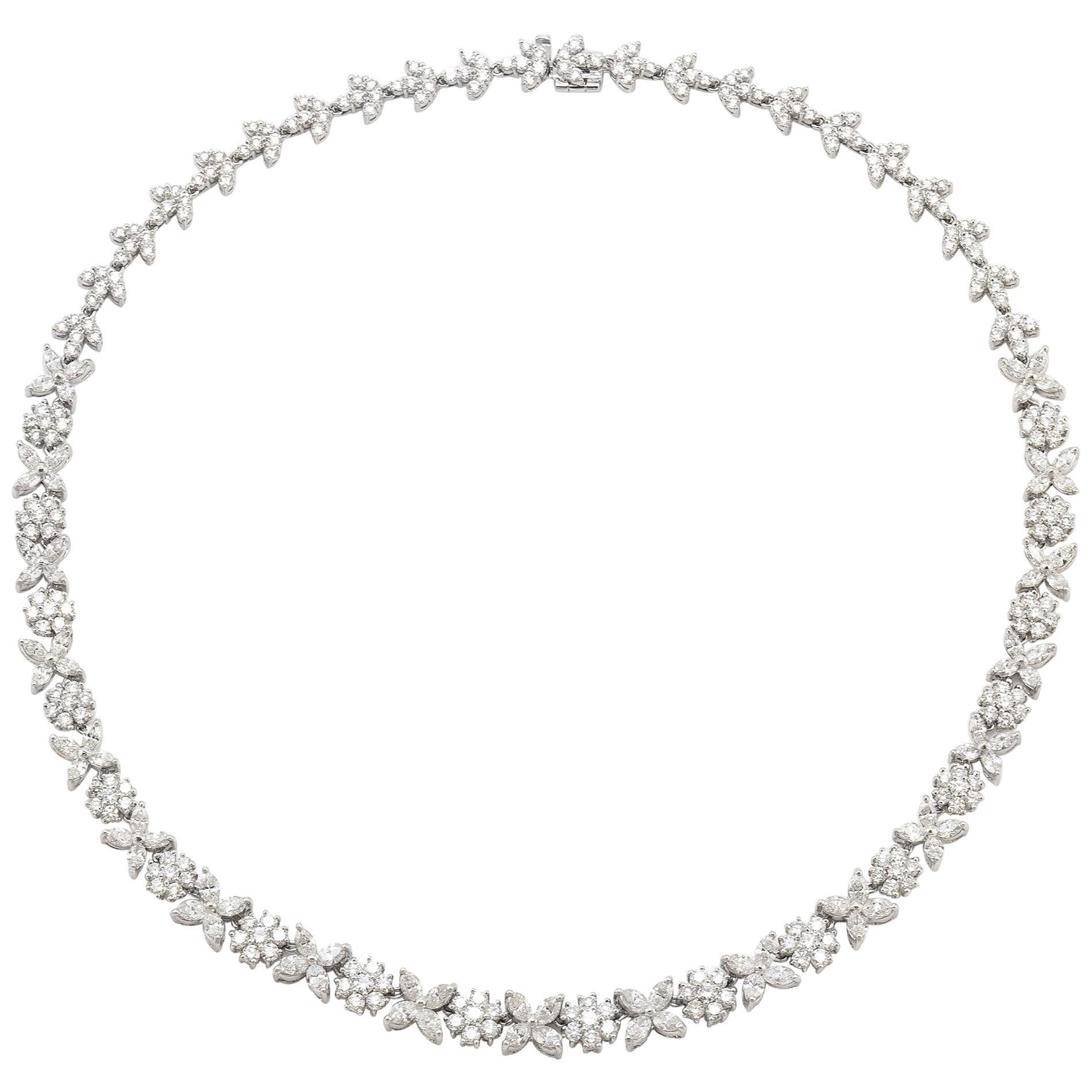 18.56 Carat Diamond Flowers Necklace For Sale