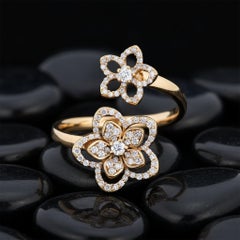 Flower Diamond Open 14K (or 18k upon request) Yellow Gold Wraparound Ring